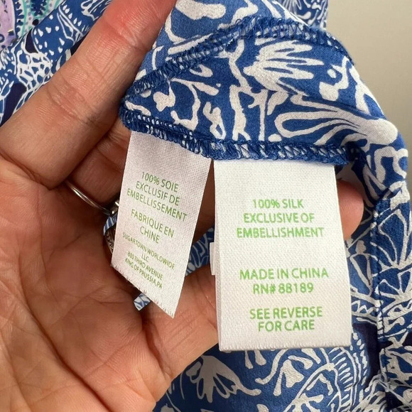 Lilly Pulitzer Renato Silk Tunic Top Blouse Shirt Size Small Snap To It Sequin - Picture 11 of 12